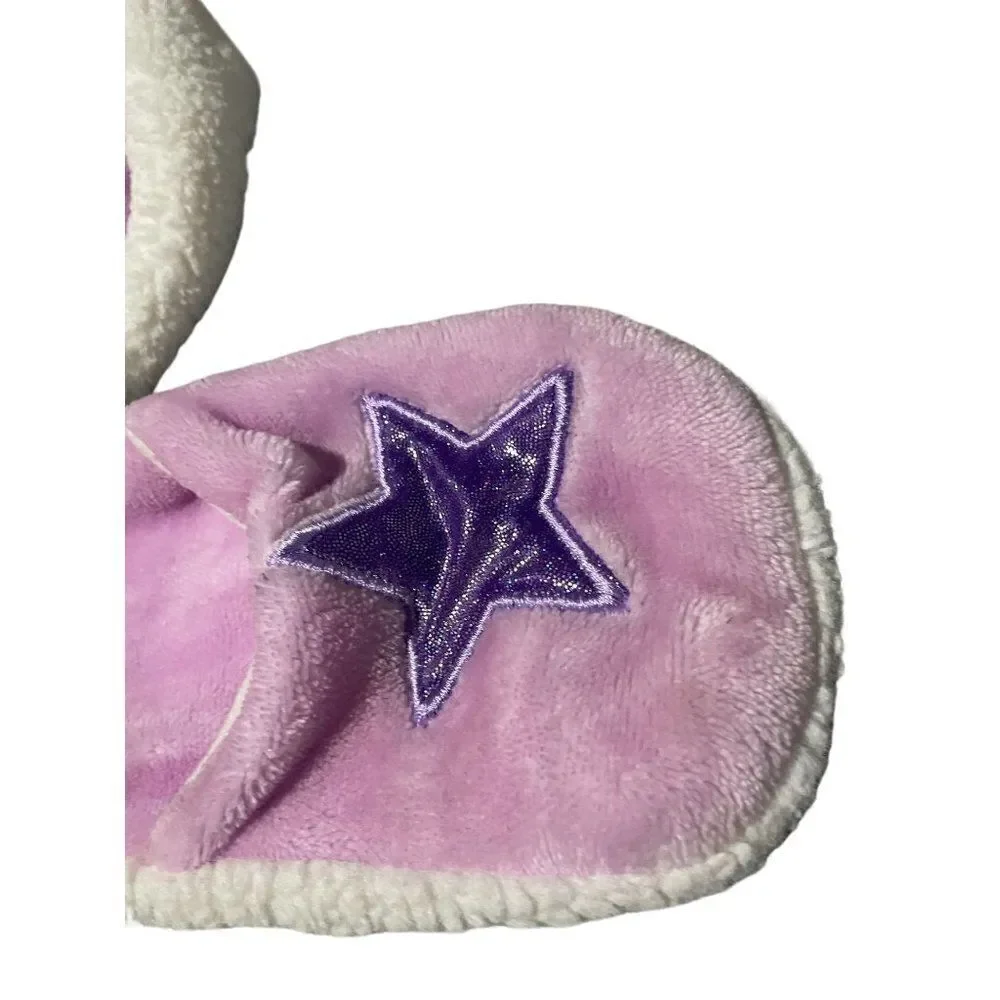 Rainbow Girls Purple White Unicorn Trapper Hat and Mitten Set All In One Size S